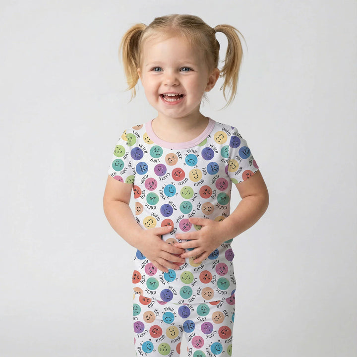 My Emotions Hebrew Bamboo Two Piece Short Sleeve Pajama Set