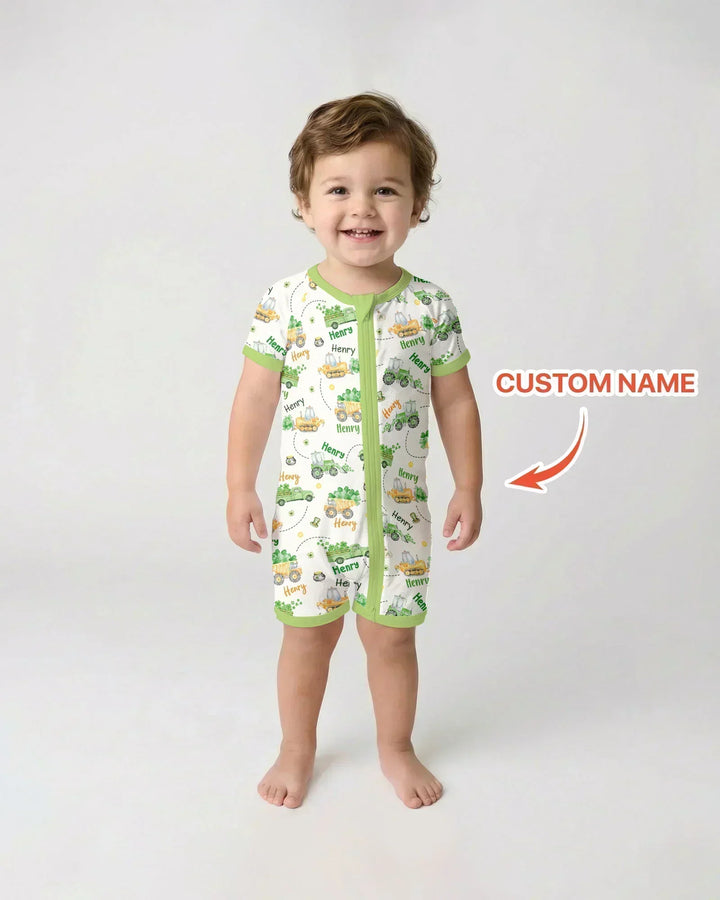 Construction St. Patrick's Day Custom Name Bamboo Shorty Zippy
