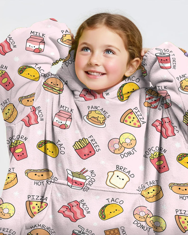 Kawaii Yummy Food Wearable Bamboo Blanket Hoodie