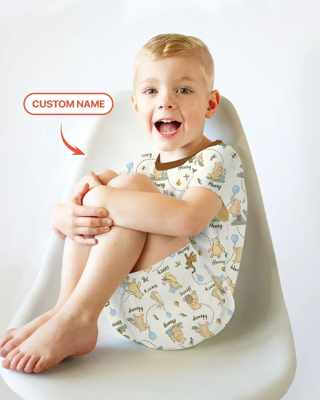 Once Upon A Bear Custom Name Bamboo Two Piece Short Sleeve Shorts Pajama Set