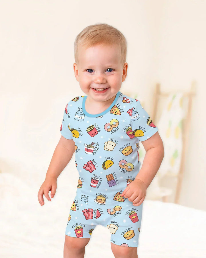 Kawaii Yummy Food Bamboo Two Piece Short Sleeve Shorts Pajama Set
