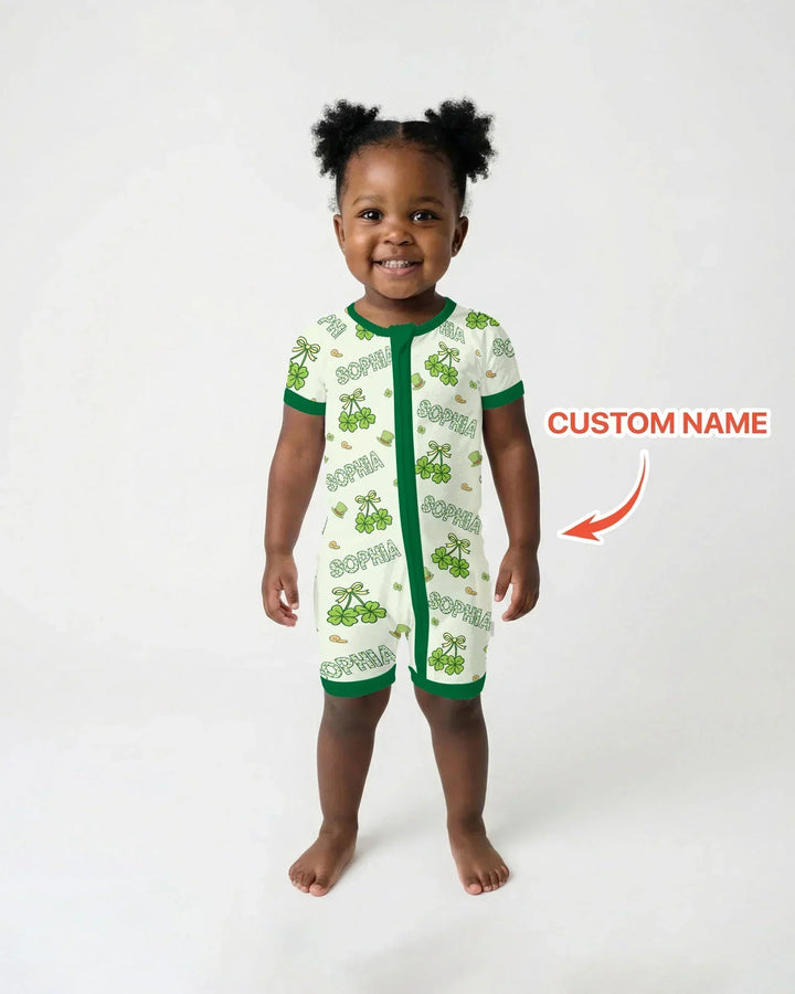 Custom Name Lucky Little Shamrock Bamboo Shorty Zippy