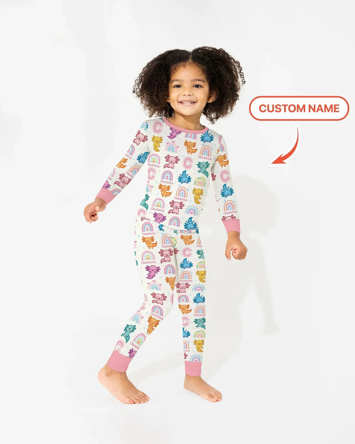 Axololt Custom Name Bamboo Two Piece Long Sleeve Pajama Set