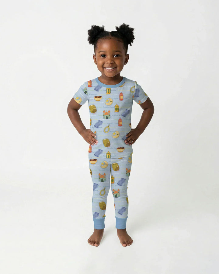 Ramadan Mubarak Family Matching Bamboo Two Piece Short Sleeve Pajama Set