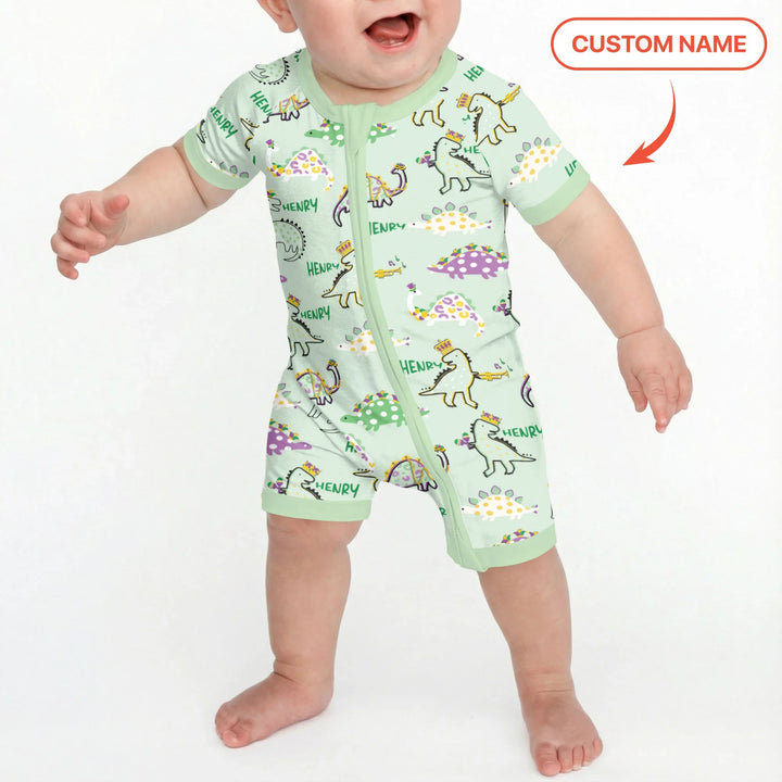 Custom Name Mardi Gras Saurus Bamboo Shorty Zippy