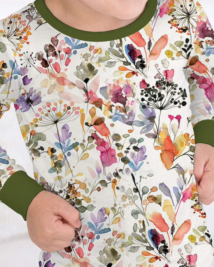 Autumn Meadow Botanicals Bamboo Two Piece Long Sleeve Pajama Set