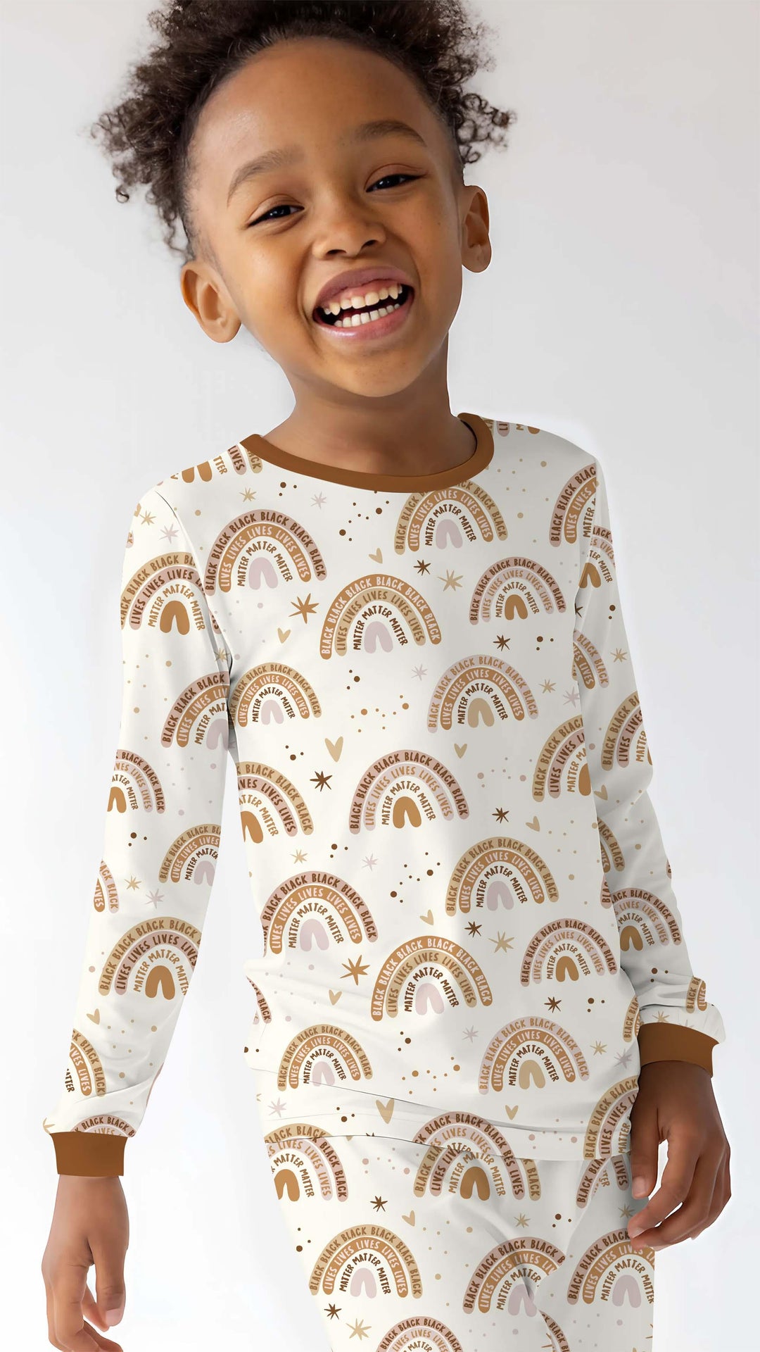 Back Lives Matter Rainbow Bamboo Two Piece Long Sleeve Pajama Set