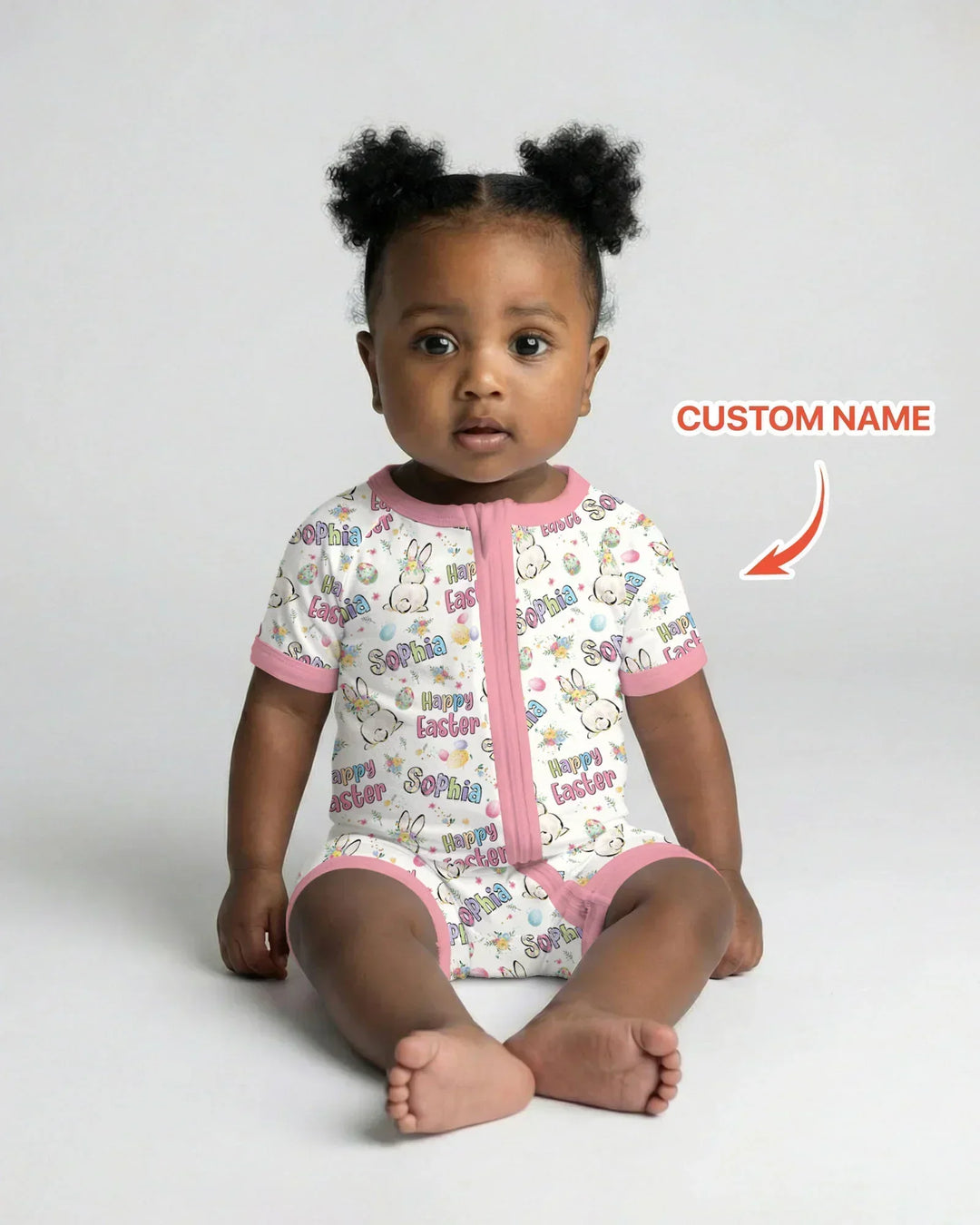 Personalized Happy Easter Bunny Bamboo Shorty Zippy