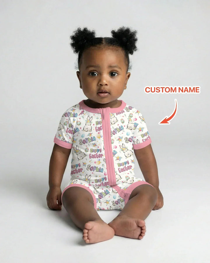 Personalized Happy Easter Bunny Bamboo Shorty Zippy