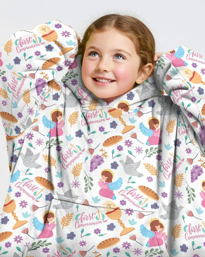 First Communion Wearable Bamboo Blanket Hoodie