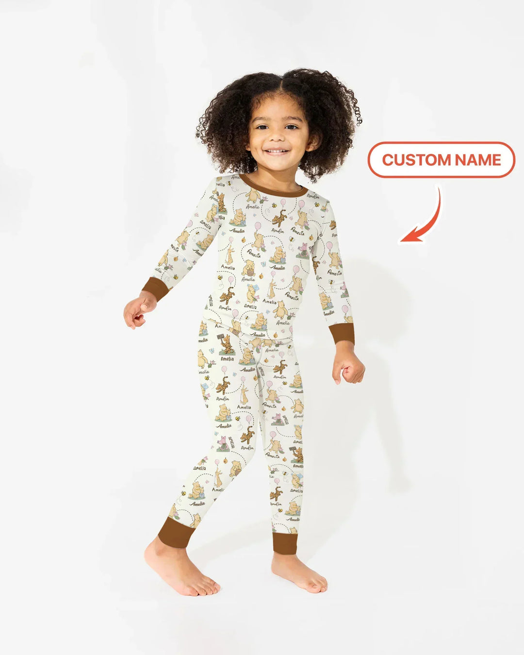 Once Upon A Bear Custom Name Bamboo Two Piece Long Sleeve Pajama Set