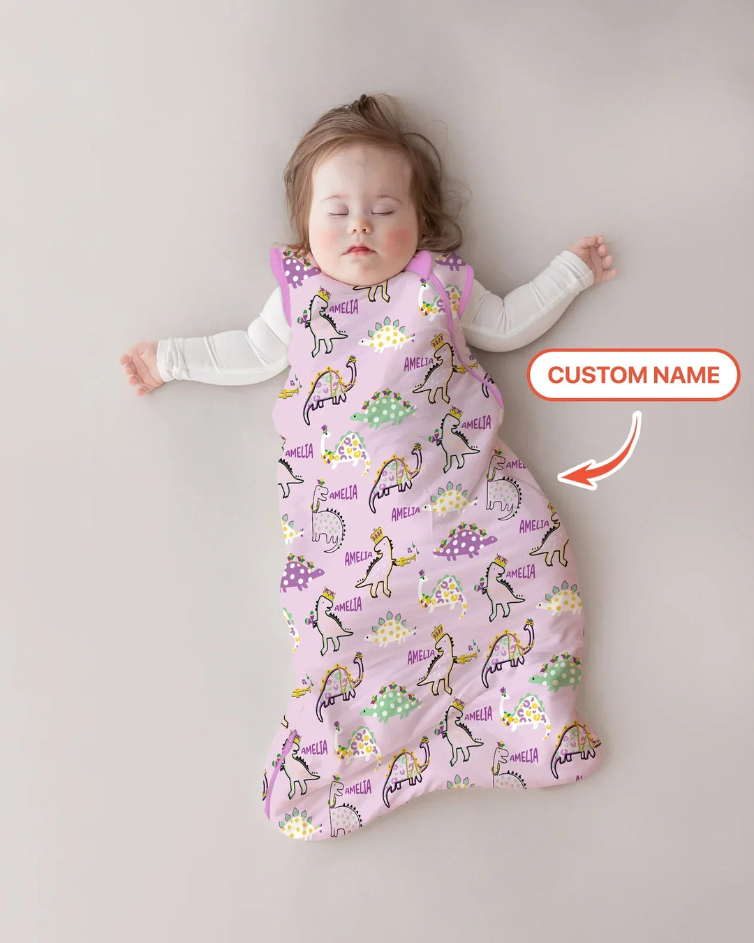 Custom Name Mardi Gras Saurus Bamboo Sleep Bag