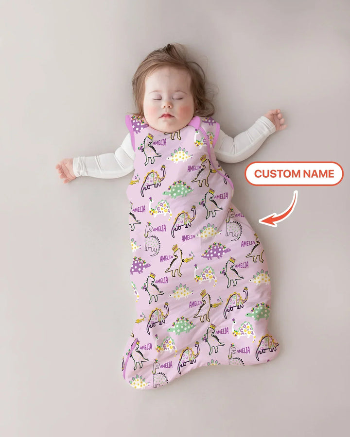 Custom Name Mardi Gras Saurus Bamboo Sleep Bag