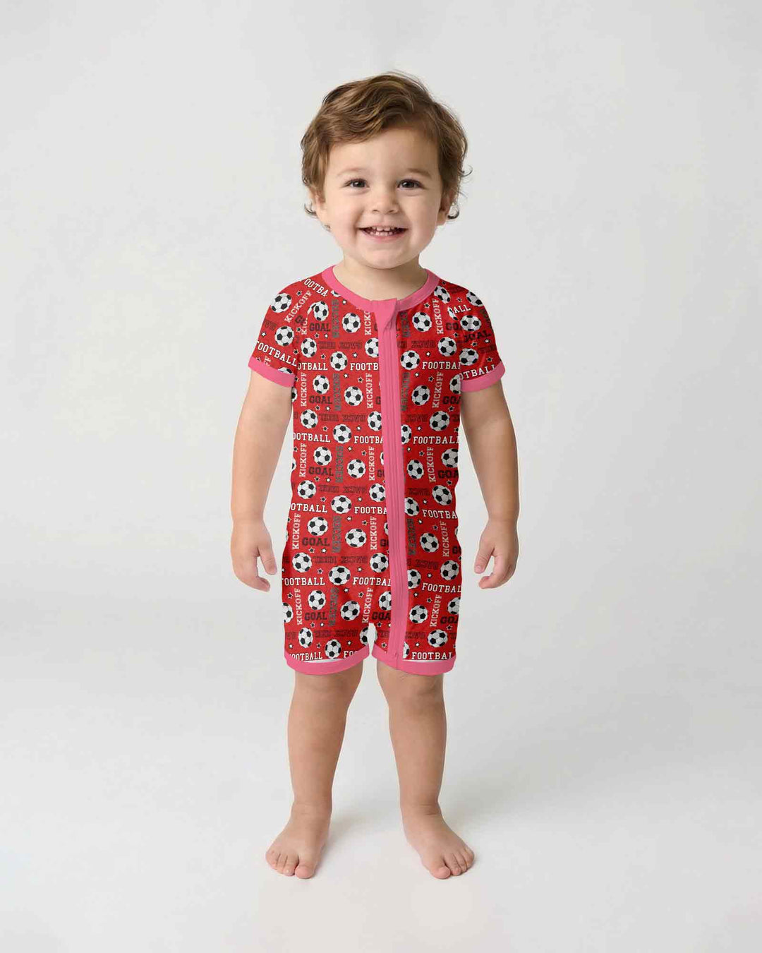 Red Soccer Ball Bamboo Shorty Zippy