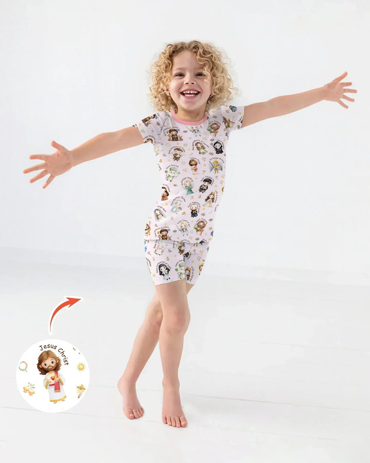 Little Saints Bamboo Two Piece Short Sleeve Shorts Pajama Set