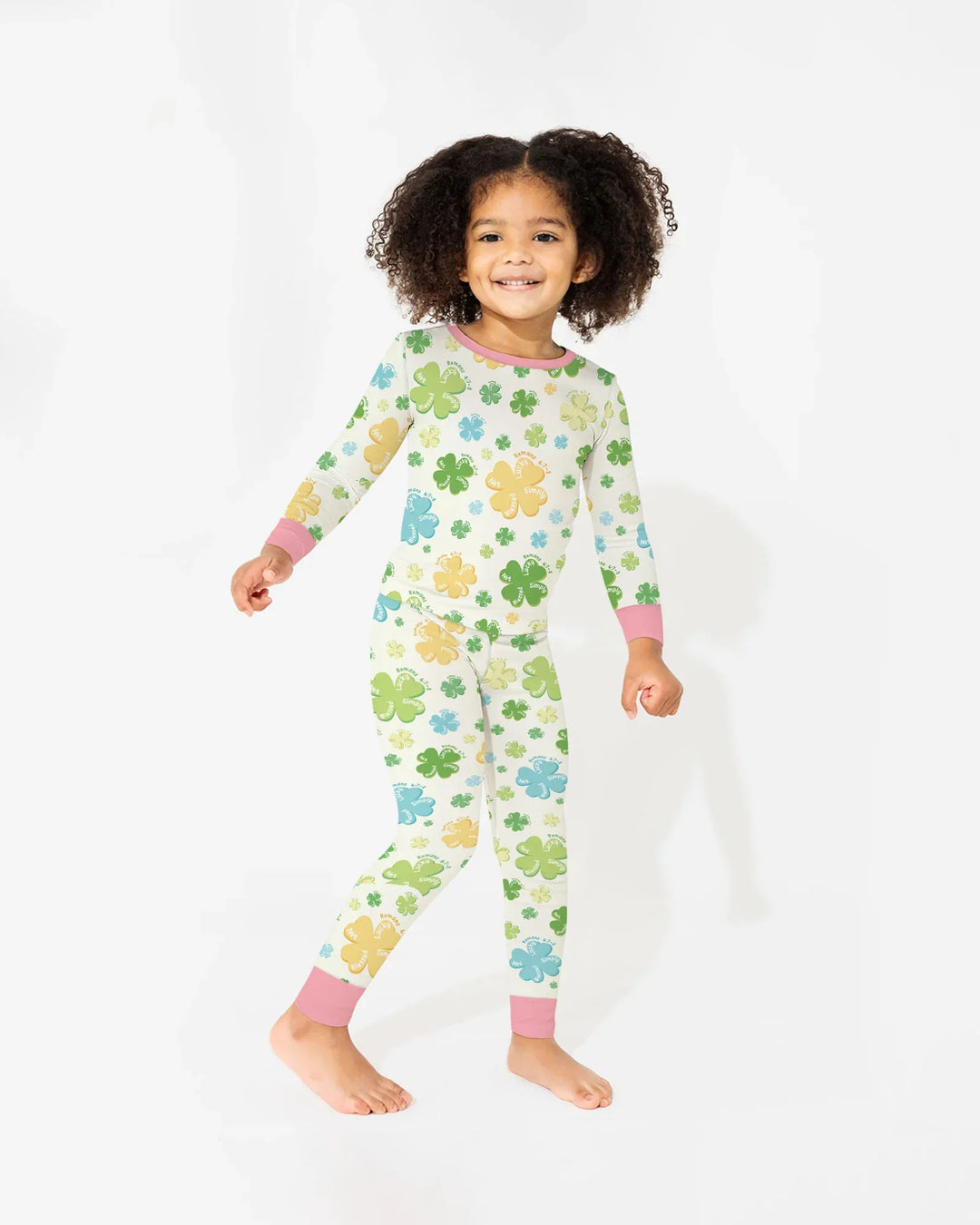 Shamrocks Print St. Patrick's Day Bamboo Two Piece Long Sleeve Pajama Set