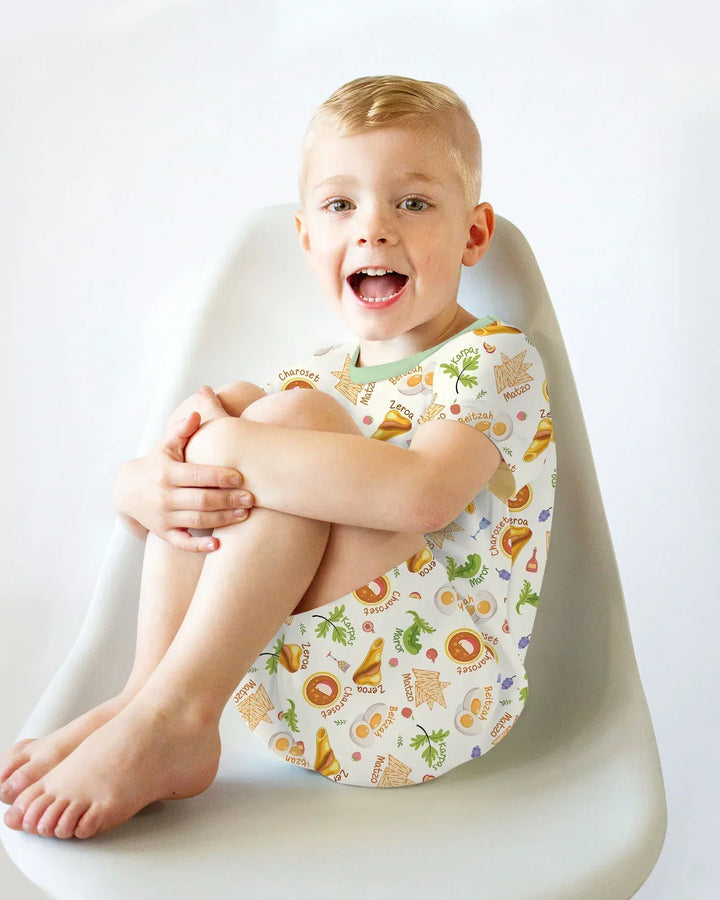 Happy Passover Family Matching Bamboo Two Piece Short Sleeve Shorts Pajama Set