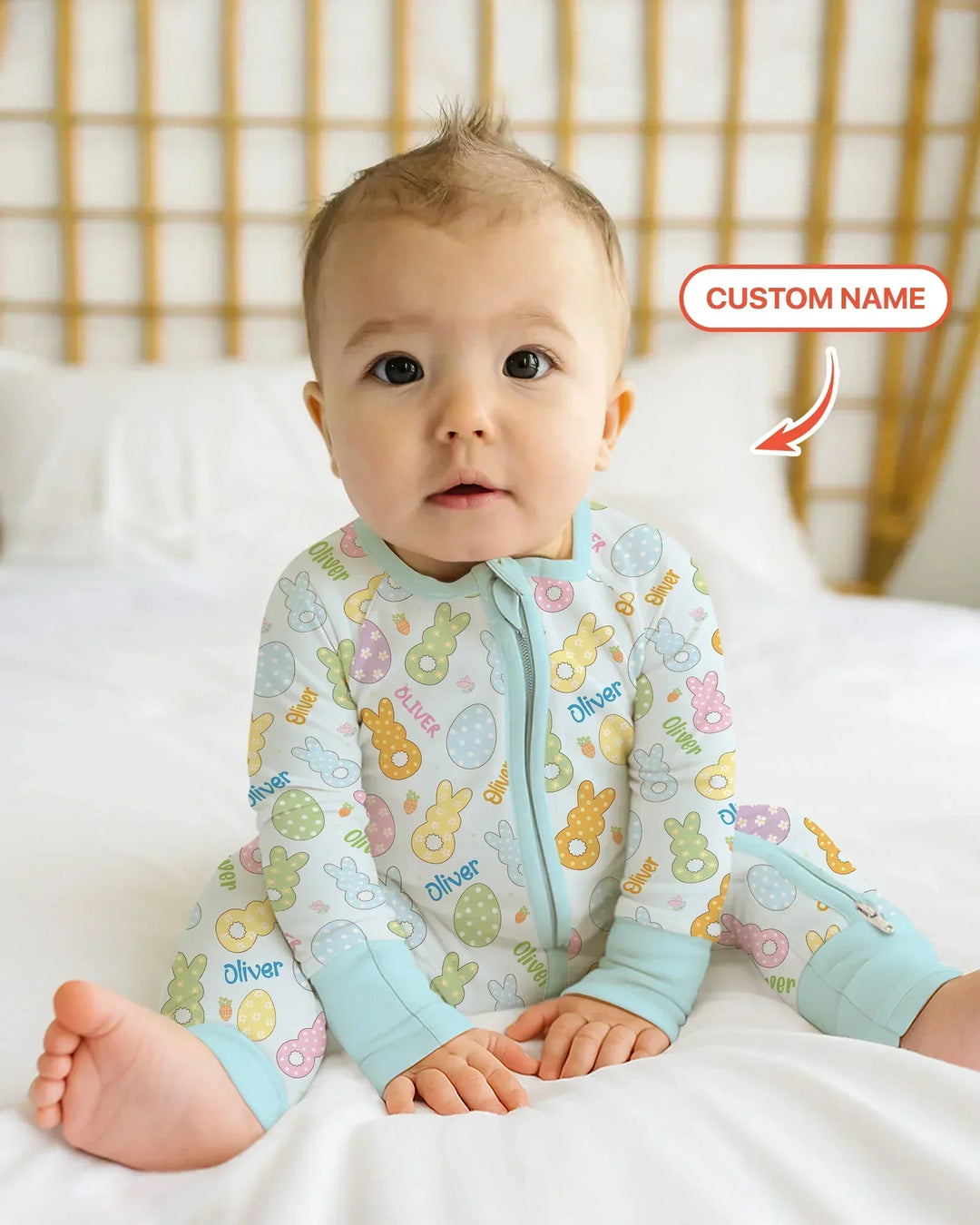Custom Name Spring Pastel Easter Bamboo Convertible Zippy