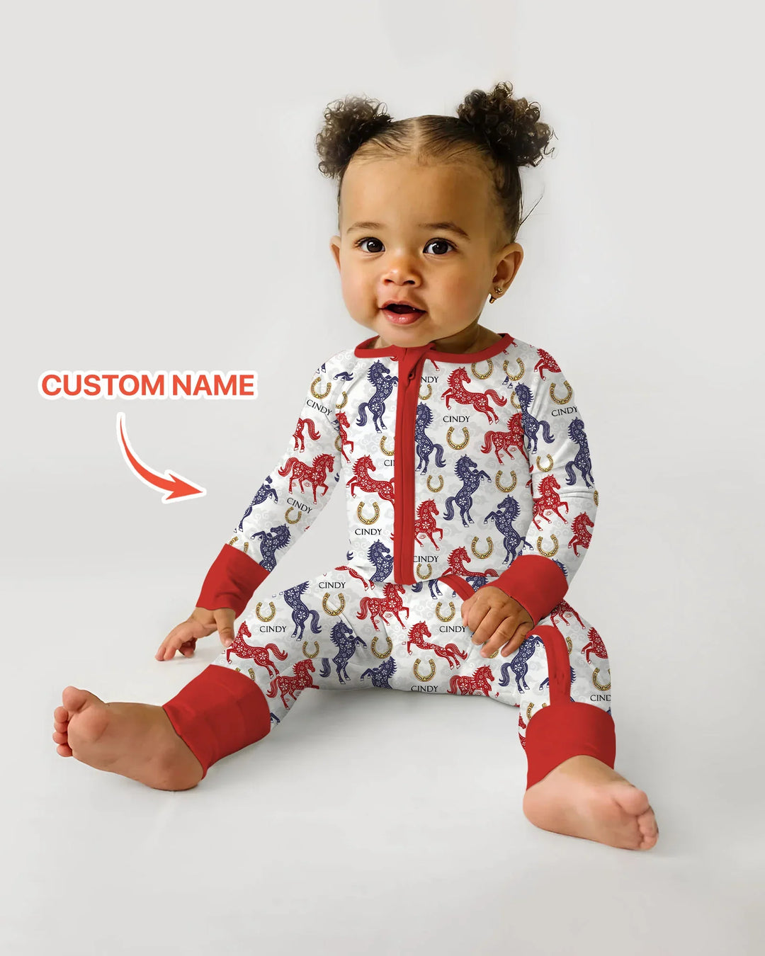 Custom Name Chinoiserie Horses Bamboo Convertible Zippy