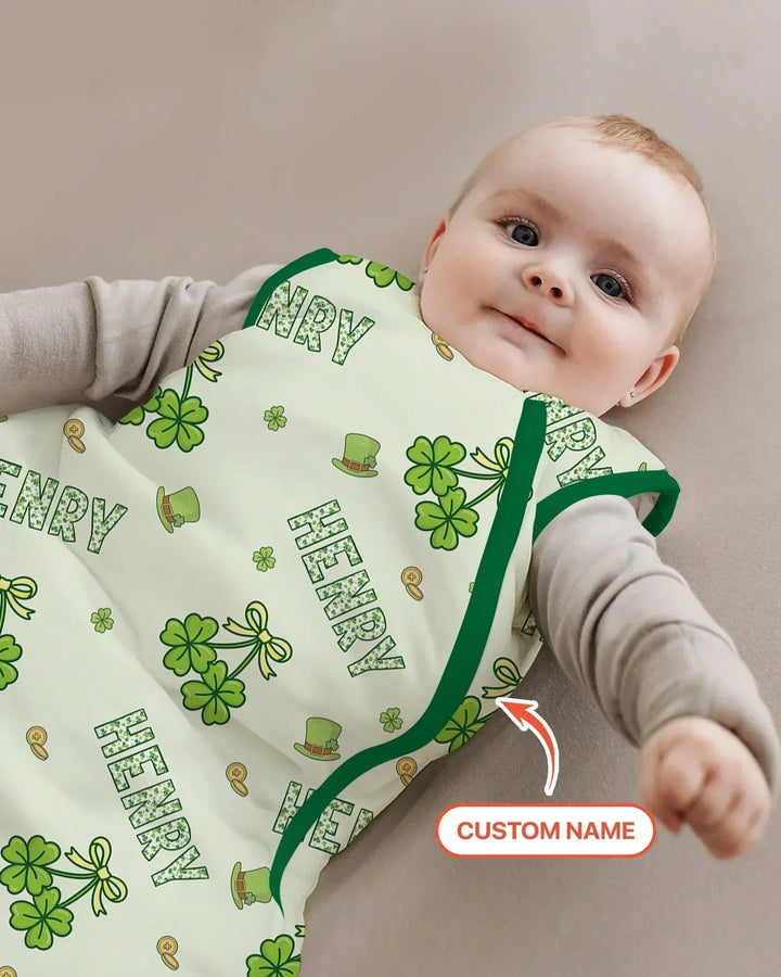 Custom Name Lucky Little Shamrock Bamboo Sleep Bag
