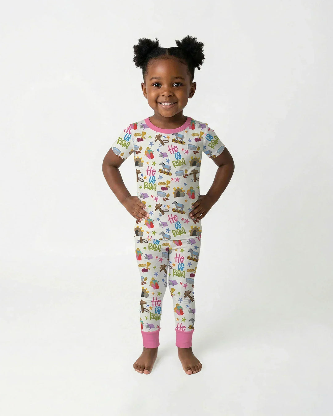 Bible Story Easter Family Matching Bamboo Two Piece Short Sleeve Pajama Set