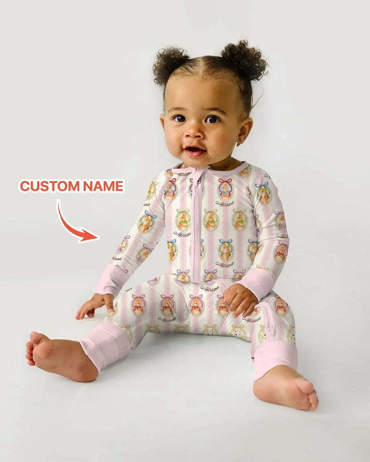 Custom Name Vintage Easter Bunny Bamboo Convertible Zippy