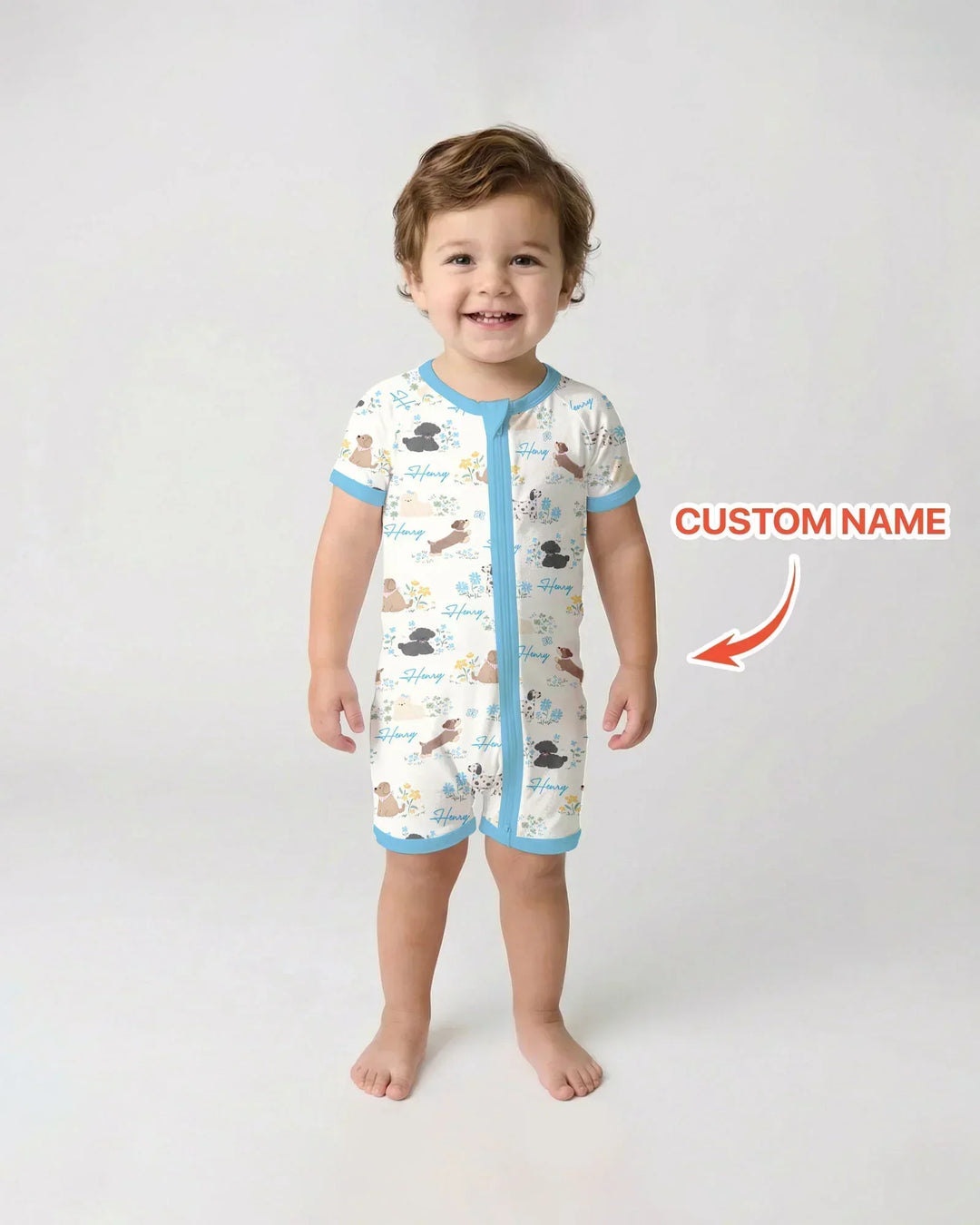 Custom Name Flower Dogs Bamboo Shorty Zippy