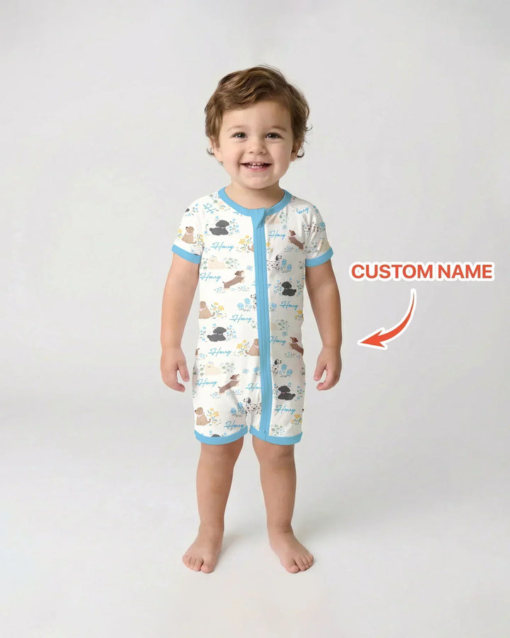 Custom Name Flower Dogs Bamboo Shorty Zippy