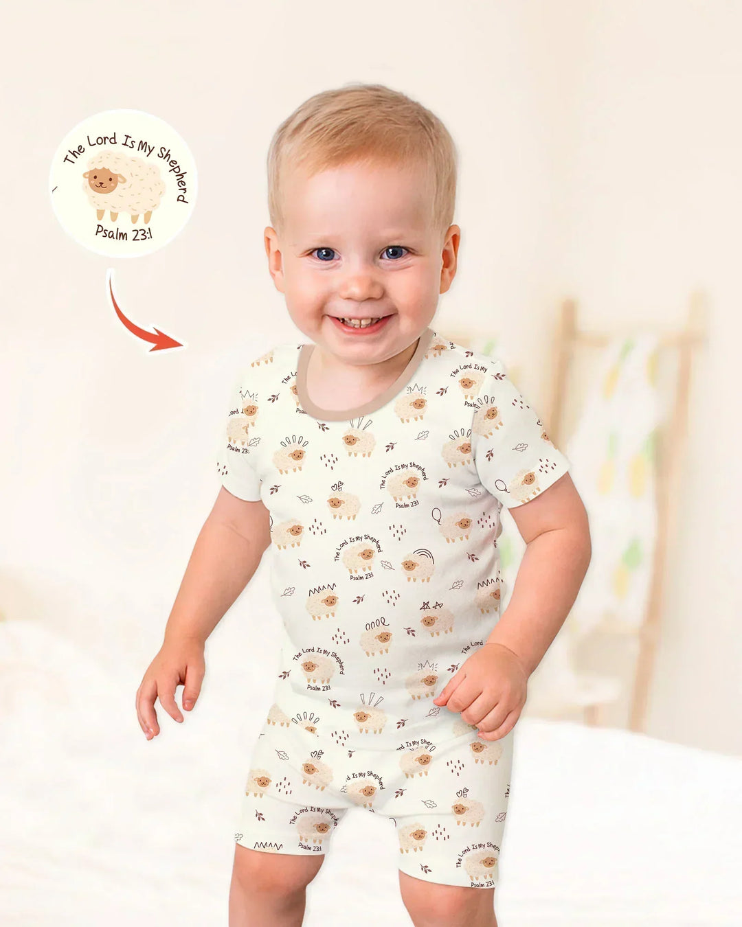 The Lord Is My Shepherd Baby Bamboo Two Piece Short Sleeve Shorts Pajama Set