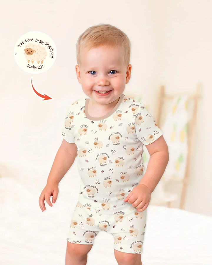 The Lord Is My Shepherd Baby Bamboo Two Piece Short Sleeve Shorts Pajama Set