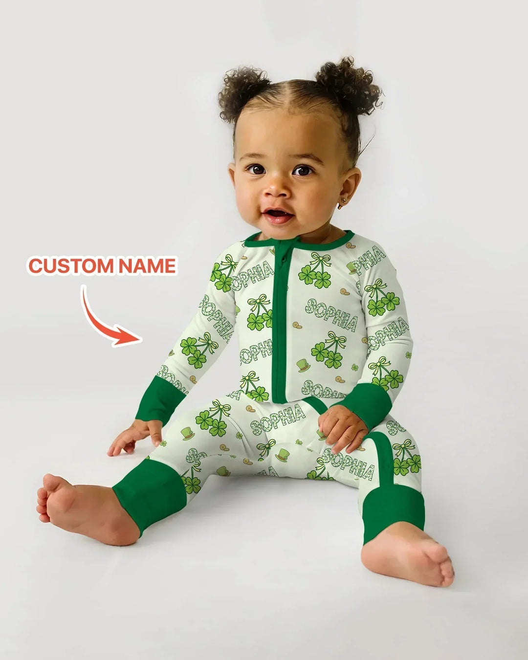 Custom Name Lucky Little Shamrock Bamboo Convertible Zippy
