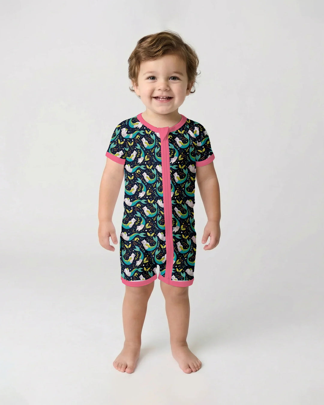 Midnight Mermaid Cats Bamboo Shorty Zippy