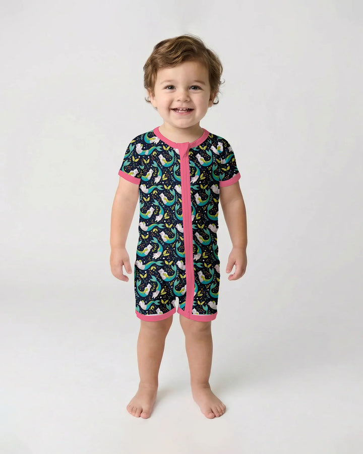 Midnight Mermaid Cats Bamboo Shorty Zippy