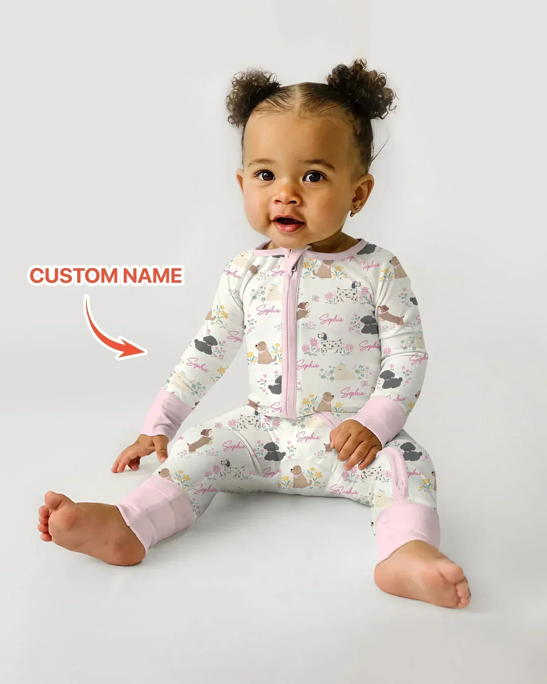 Custom Name Flower Dogs Bamboo Convertible Zippy