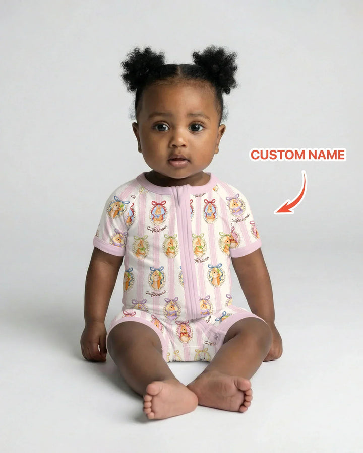 Custom Name Vintage Easter Bunny Bamboo Shorty Zippy