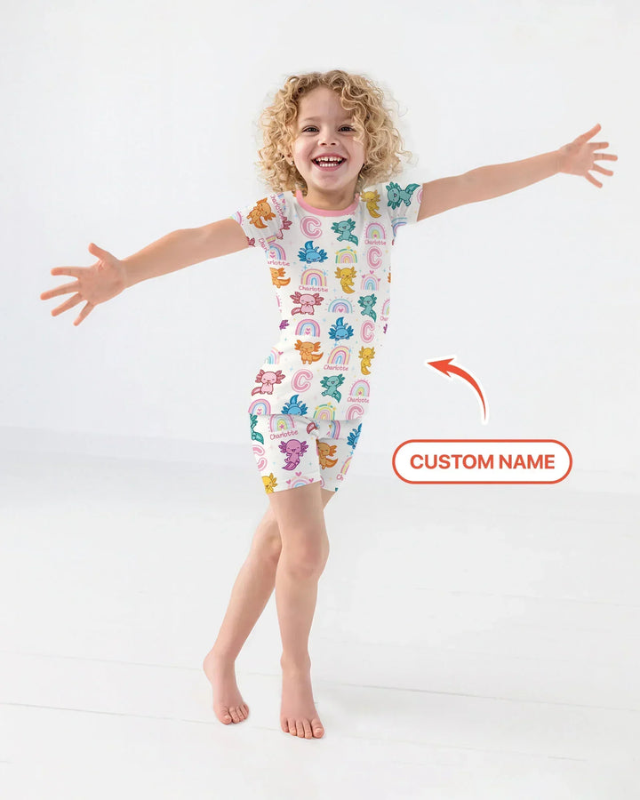 Axololt Custom Name Bamboo Two Piece Short Sleeve Shorts Pajama Set