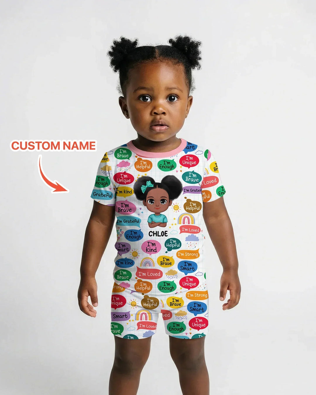 Personalized I'm Kind I'm Brave Bamboo Two Piece Short Sleeve Shorts Pajama Set