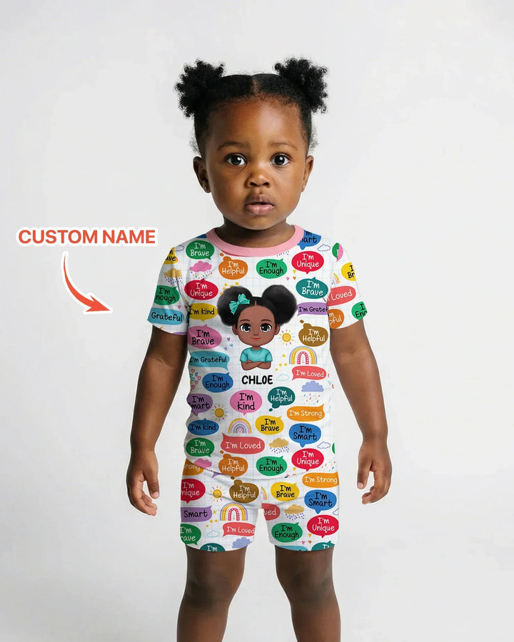 Personalized I'm Kind I'm Brave Bamboo Two Piece Short Sleeve Shorts Pajama Set