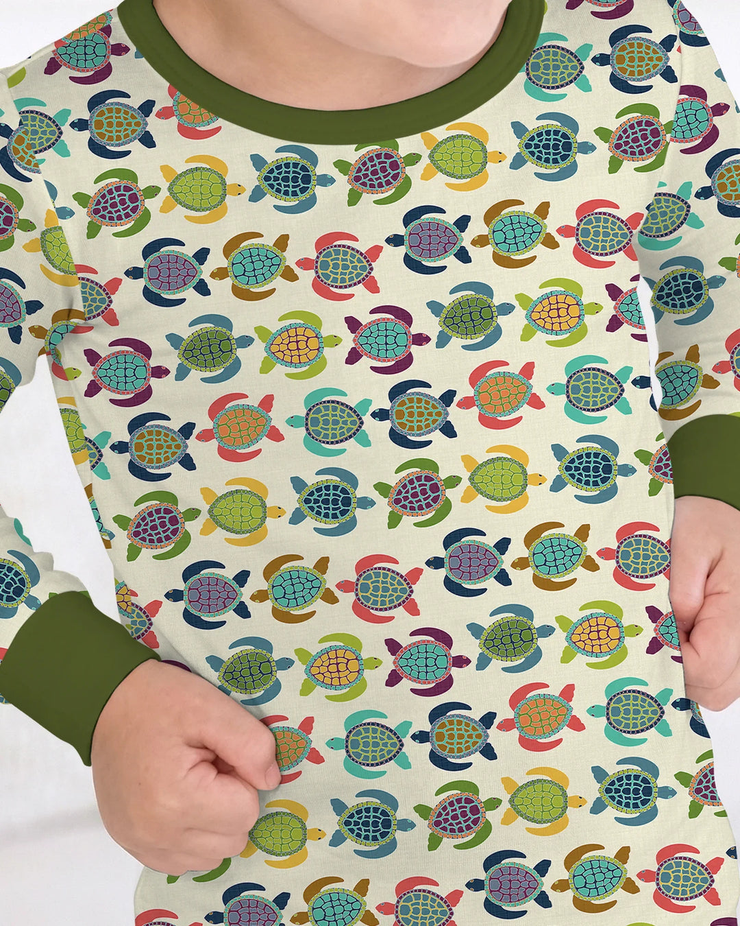 Happy Turtle Parade Bamboo Two Piece Long Sleeve Pajama Set