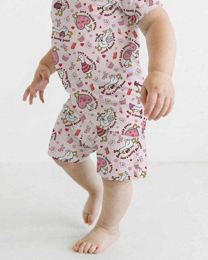 Valentine Silly Goose Bamboo Two Piece Short Sleeve Shorts Pajama Set