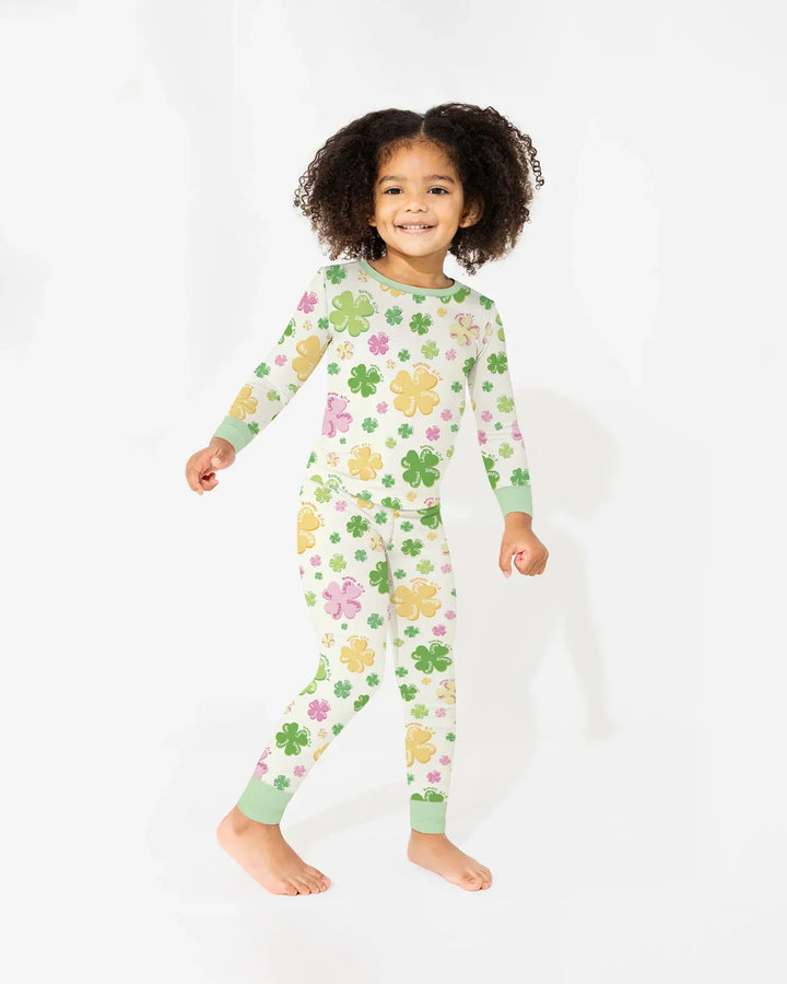 Shamrocks Print St. Patrick's Day Bamboo Two Piece Long Sleeve Pajama Set
