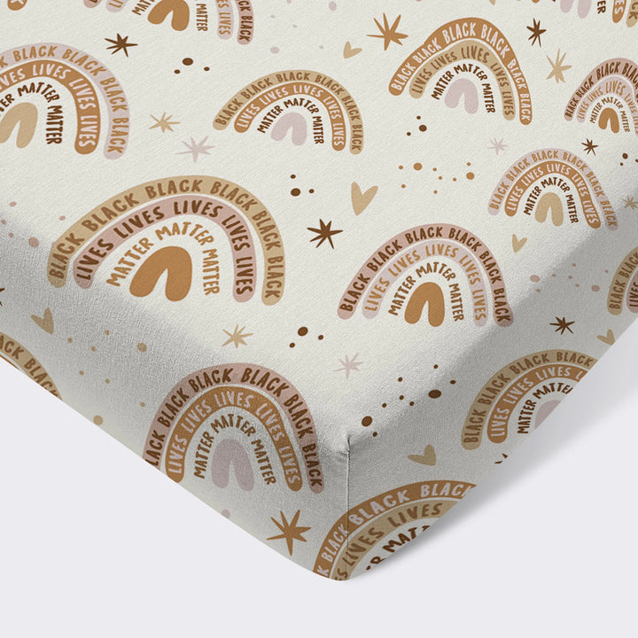 Back Lives Matter Rainbow Bamboo Fitted Crib Sheet