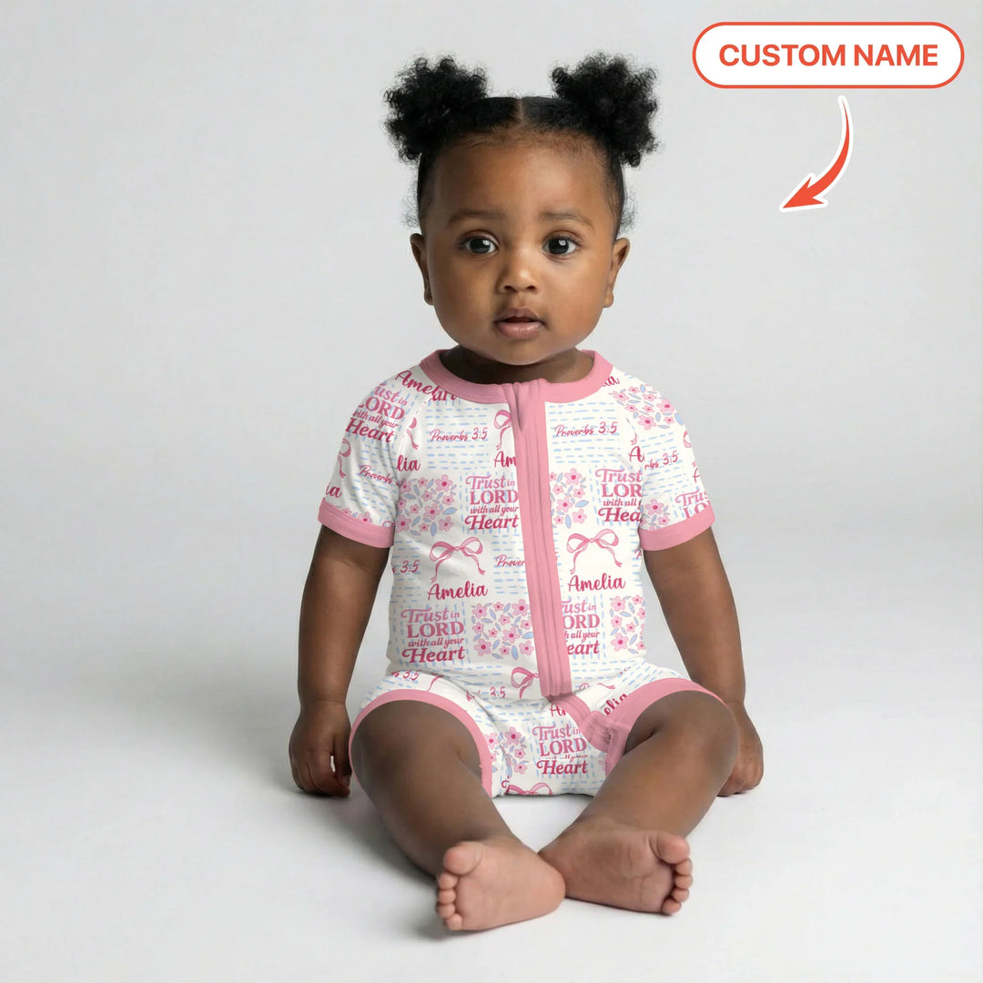 Trust The Lord With All Your Heart Custom Name Bamboo Shorty Zippy
