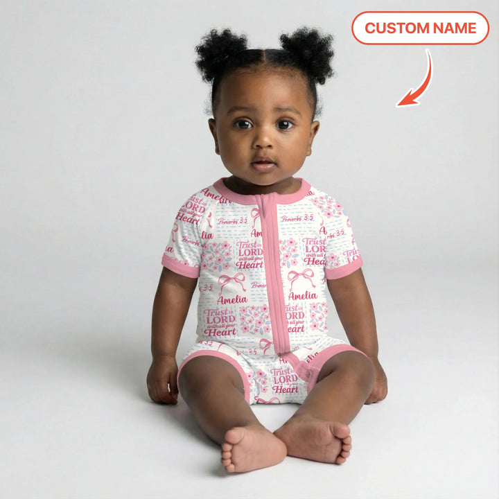 Trust The Lord With All Your Heart Custom Name Bamboo Shorty Zippy