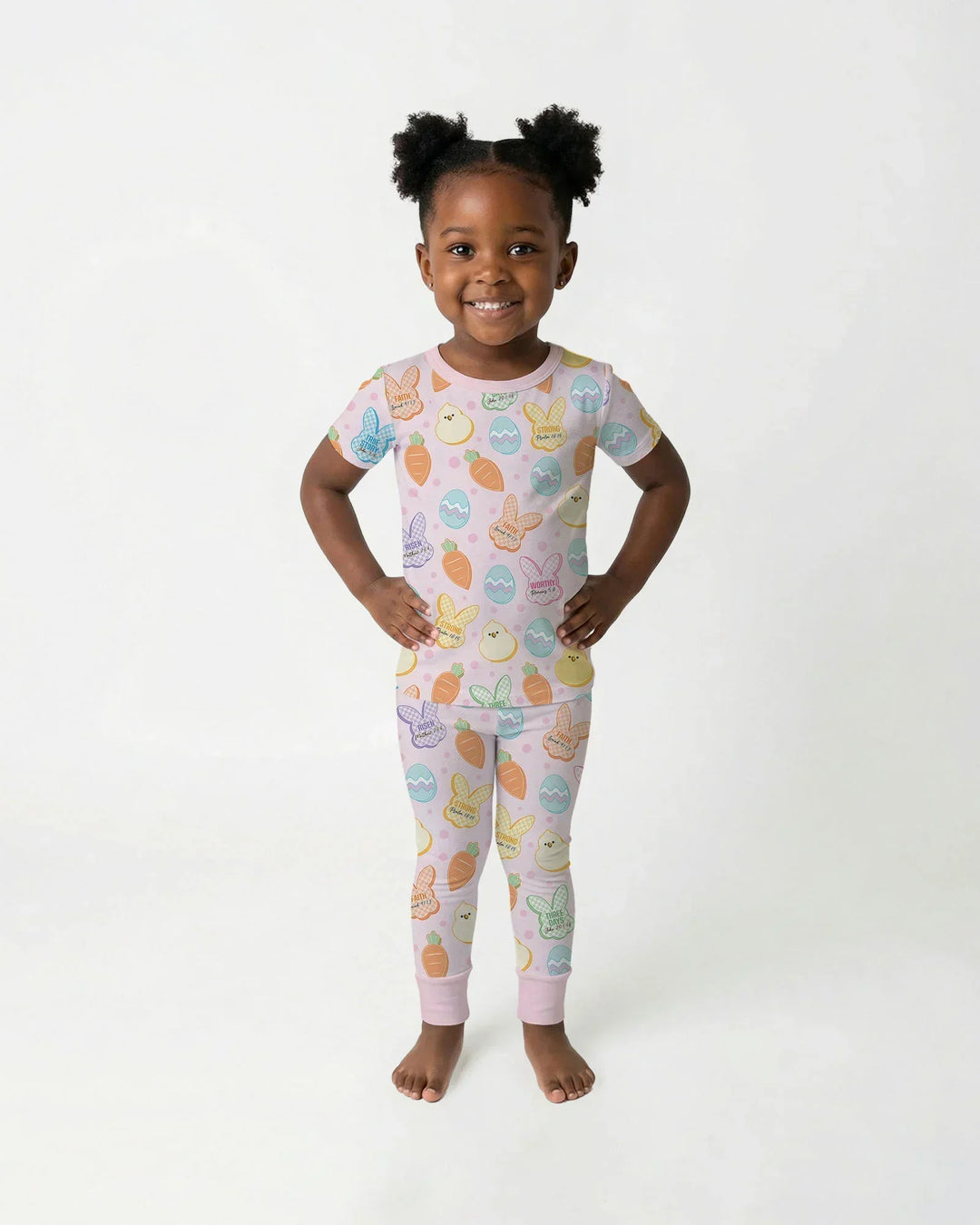 Easter Christian Bunny Bamboo Two Piece Short Sleeve Pajama Set