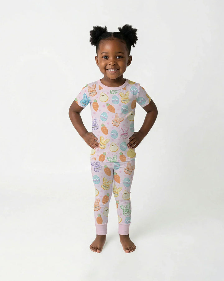 Easter Christian Bunny Bamboo Two Piece Short Sleeve Pajama Set