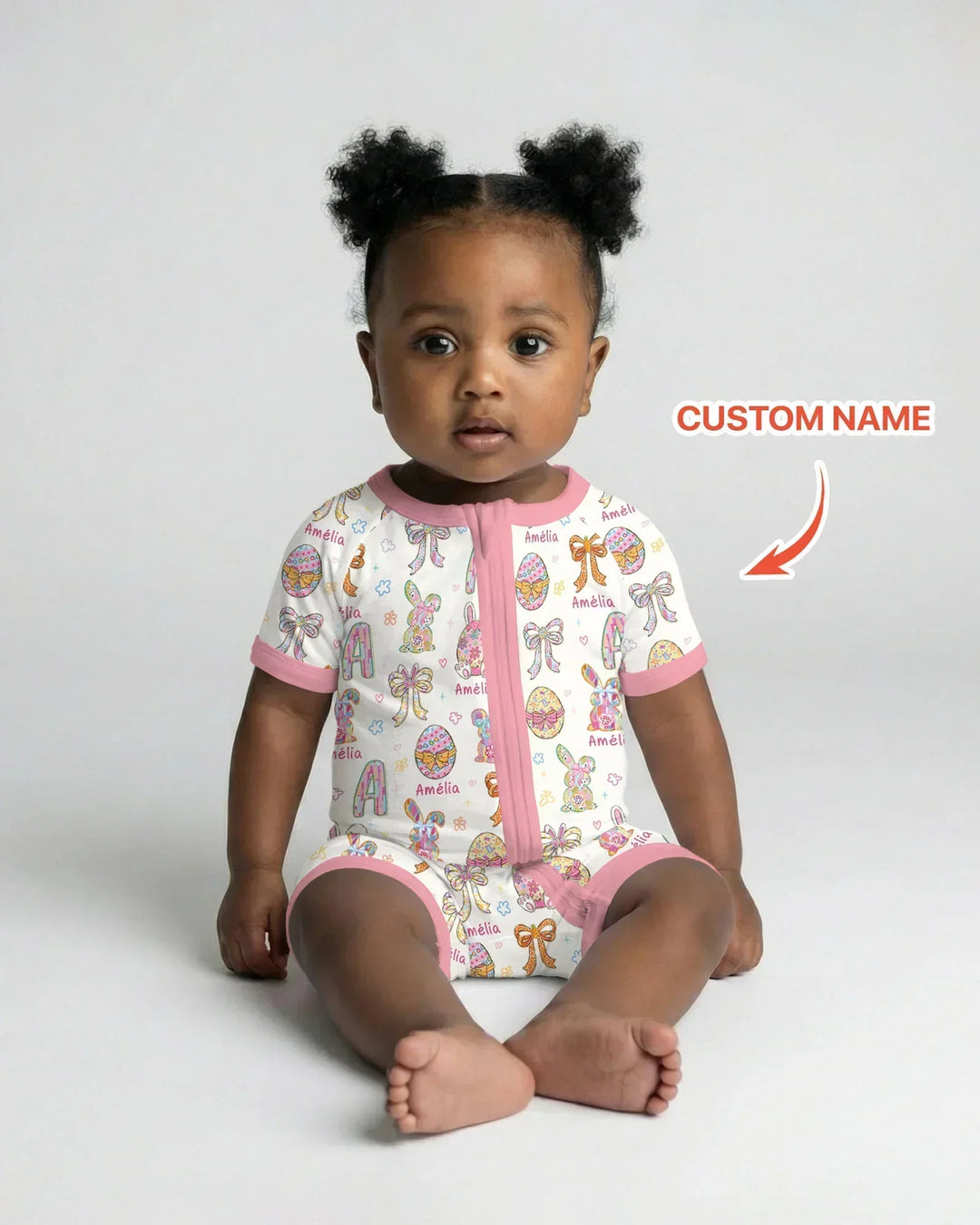 Happy Easter Custom Name Bamboo Shorty Zippy