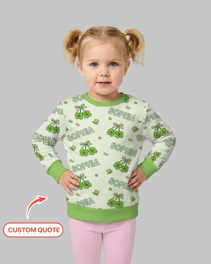 Custom Name Lucky Little Shamrock Bamboo Crewneck Sweatshirt