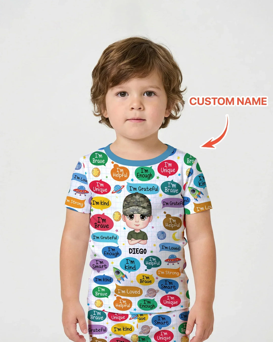 Personalized I'm Kind I'm Brave Bamboo Two Piece Short Sleeve Shorts Pajama Set
