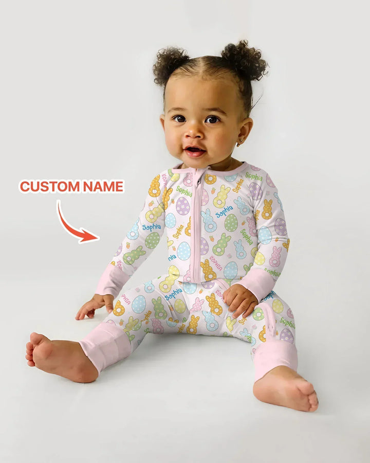 Custom Name Spring Pastel Easter Bamboo Convertible Zippy